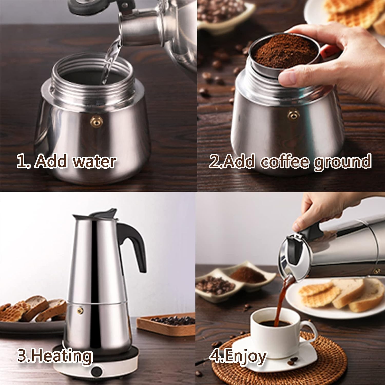 4/6/9 tazze Moka Pot Caffe Mac - Coffee Equipment Wdt recensione e prezzo